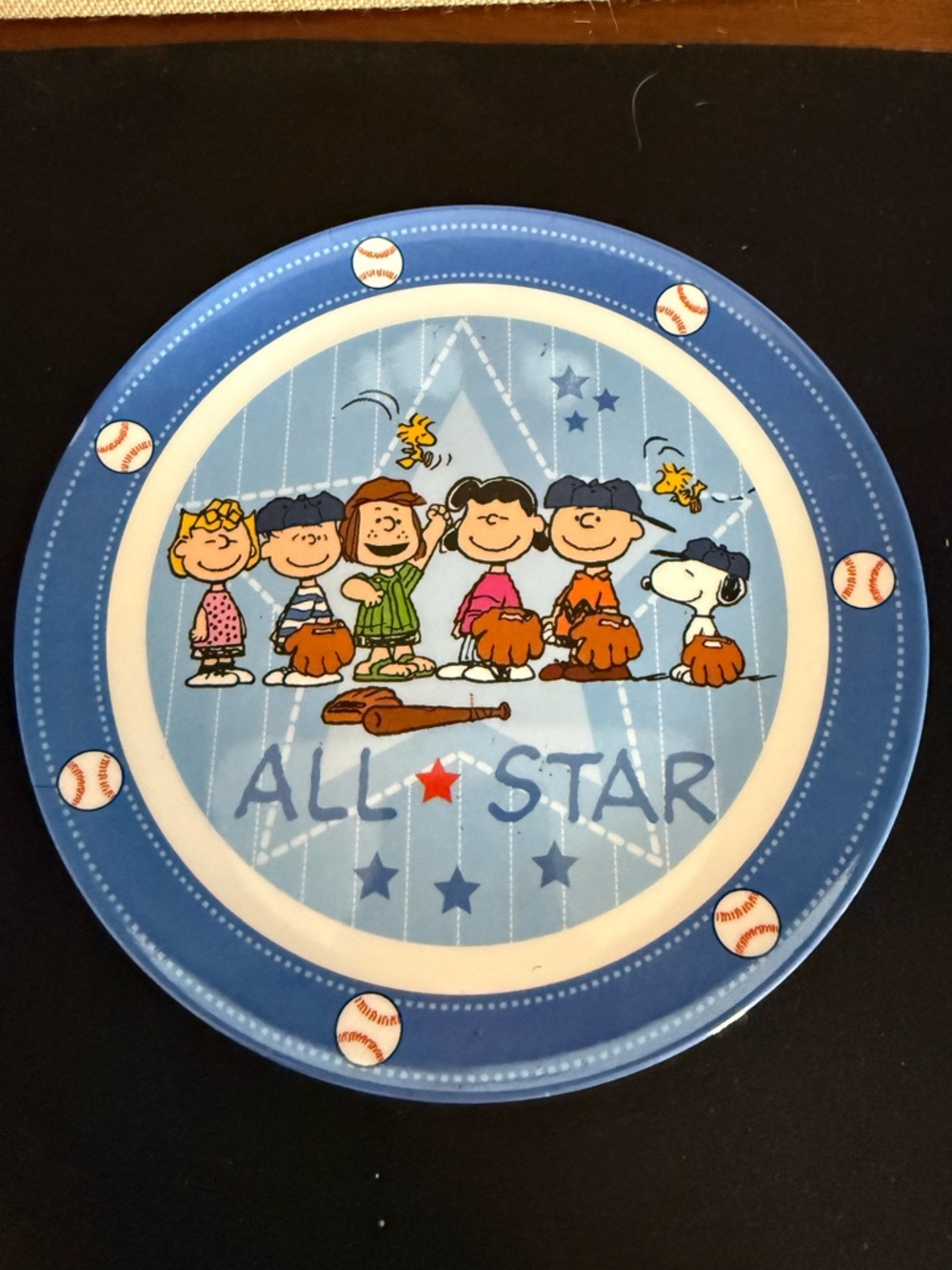 Peanuts All Star Blue Baseball Dinner Plate
